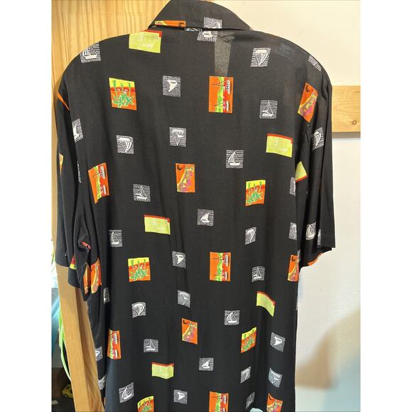 Alan Stewart Shirt Men’s Medium Black Hawaiian Rayon Short Sleeve Button Adult - Picture 9 of 12
